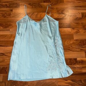 Delicates Women Light‎ Blue Slip Dress Large Embroidery Nightgown Lingerie bride